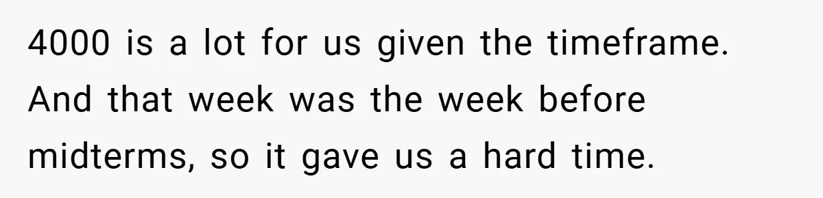 4000 is a lot for us given the timeframe. And that week was the week before midterms, so it gave us a hard time.