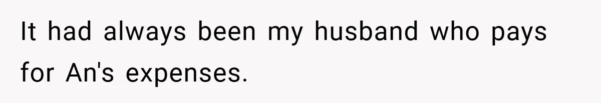 It had always been my husband who pays for An's expenses.
