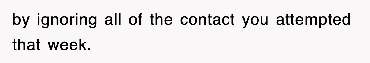 by ignoring all of the contact you attempted that week.
