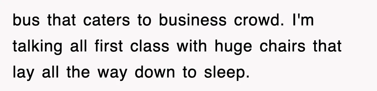 bus that caters to business crowd. I'm talking all first class with huge chairs that lay all the way down to sleep.