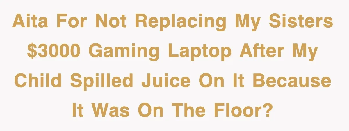 AITA for not replacing my sisters $3000 gaming laptop after my child spilled juice on it because it was on the floor?