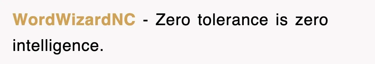 WordWizardNC − Zero tolerance is zero intelligence.
