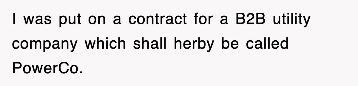 I was put on a contract for a B2B utility company which shall herby be called PowerCo.