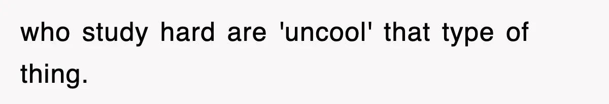 who study hard are 'uncool' that type of thing.