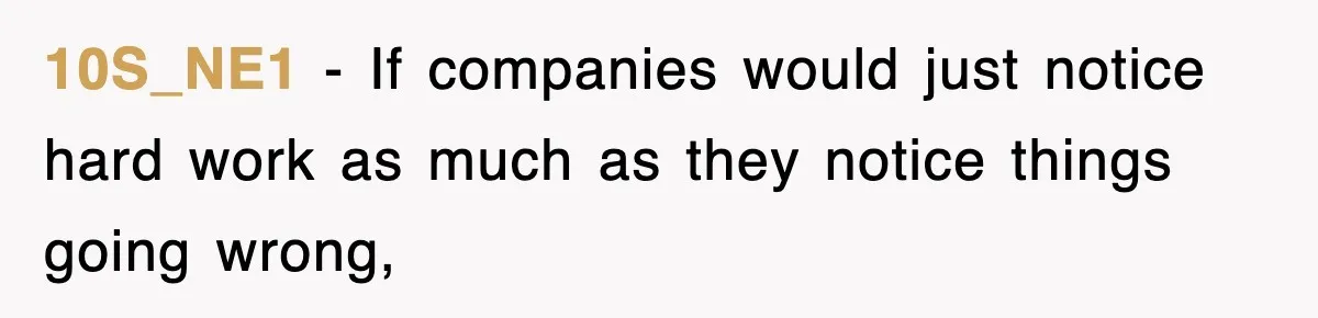 10S_NE1 − If companies would just notice hard work as much as they notice things going wrong,