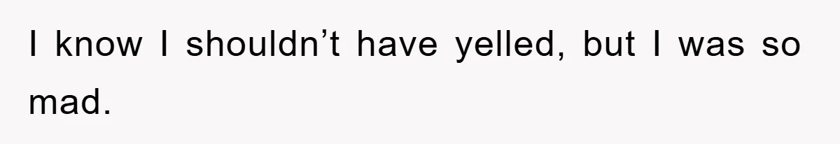 I know I shouldn’t have yelled, but I was so mad.