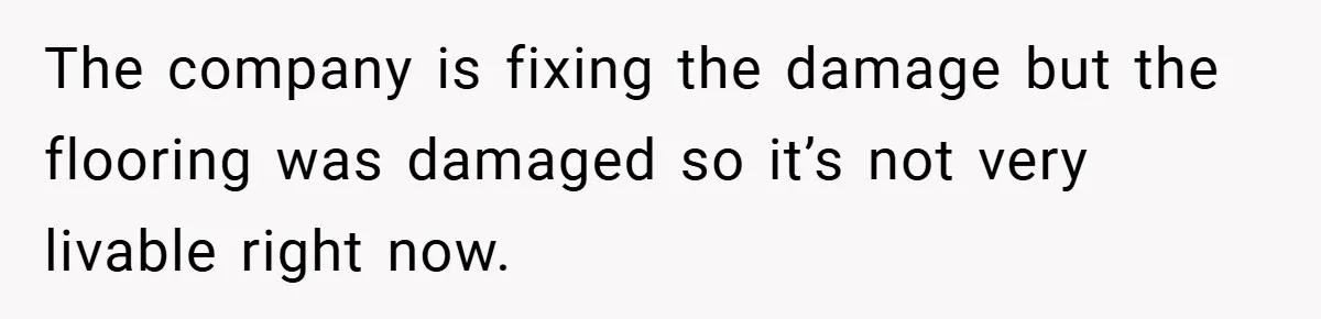 The company is fixing the damage but the flooring was damaged so it’s not very livable right now.