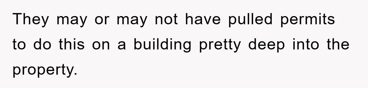 They may or may not have pulled permits to do this on a building pretty deep into the property.