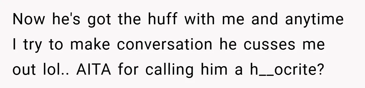 Now he's got the huff with me and anytime I try to make conversation he cusses me out lol.. AITA for calling him a h__ocrite?