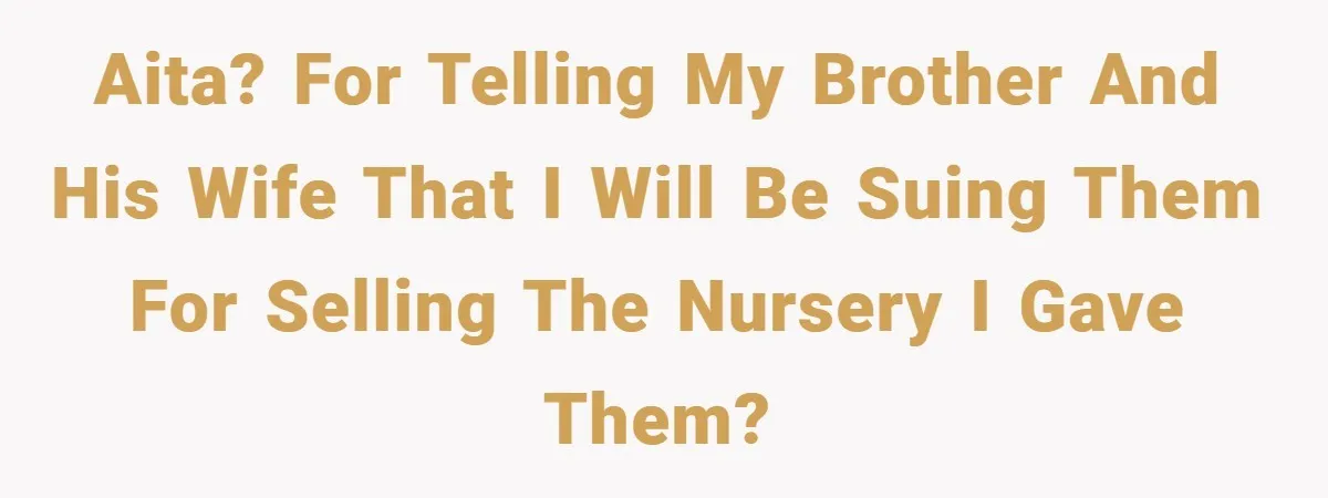 AITA? For telling my brother and his wife that I will be suing them for selling the nursery I gave them?