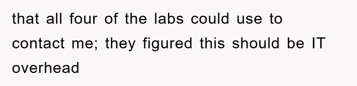 that all four of the labs could use to contact me; they figured this should be IT overhead