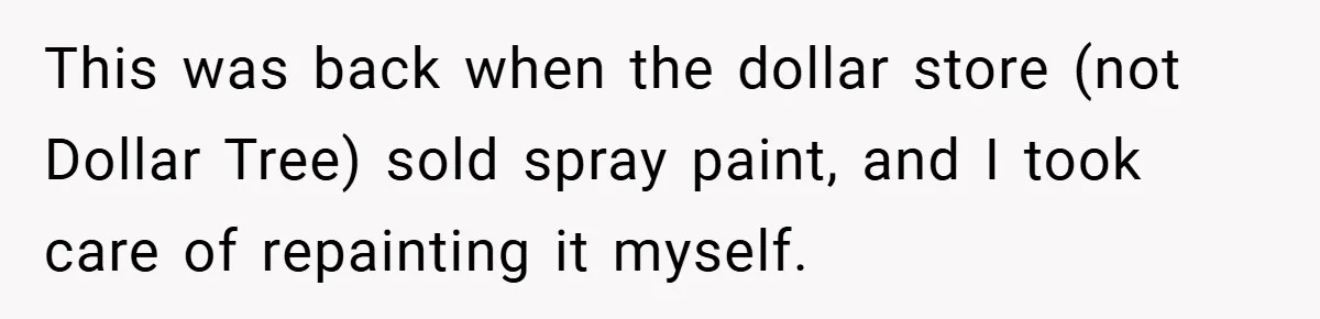 Apartment Complex Charges For Parking Space, Renter Fights Back With Brilliant Loophole This was back when the dollar store (not Dollar Tree) sold spray paint, and I took care of repainting it myself.
