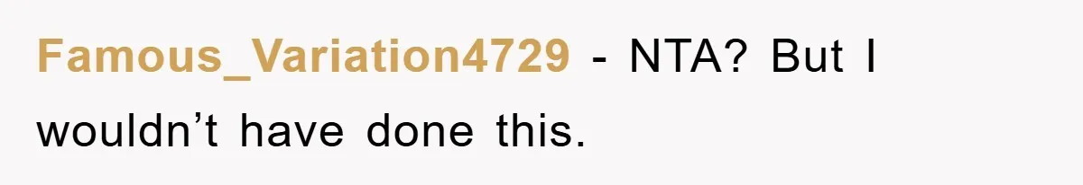 Famous_Variation4729 − NTA? But I wouldn’t have done this.