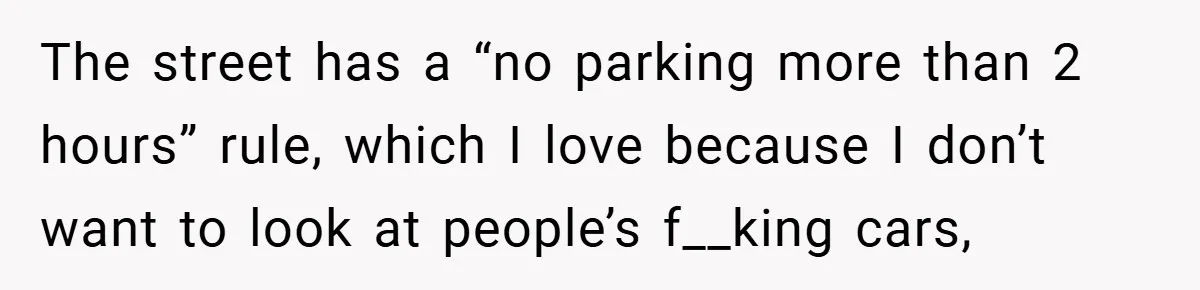 Petty Revenge Gone Feathered: How Crows Became Her Secret Weapon The street has a “no parking more than 2 hours” rule, which I love because I don’t want to look at people’s f__king cars,