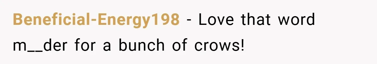 Petty Revenge Gone Feathered: How Crows Became Her Secret Weapon Beneficial-Energy198 − Love that word m__der for a bunch of crows!