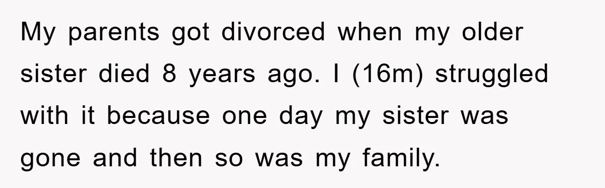Teen Chooses Dad To Escape Mom’s Parentification And Forced ‘Dad’ Title For Stepfather My parents got divorced when my older sister died 8 years ago. I (16m) struggled with it because one day my sister was gone and then so was my family.