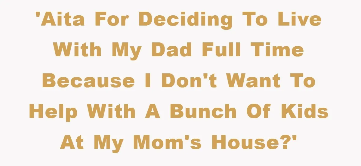 Teen Chooses Dad To Escape Mom’s Parentification And Forced ‘Dad’ Title For Stepfather 'AITA for deciding to live with my dad full time because I don't want to help with a bunch of kids at my mom's house?'