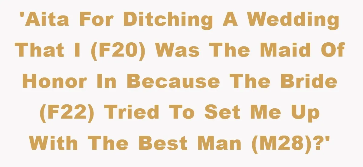 'AITA for ditching a wedding that I (f20) was the maid of honor in because the bride (f22) tried to set me up with the best man (m28)?'