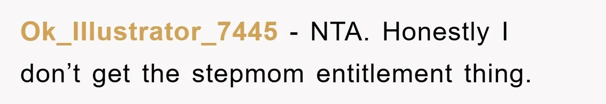 Ok_Illustrator_7445 − NTA. Honestly I don’t get the stepmom entitlement thing.