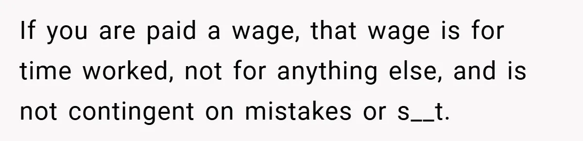 If you are paid a wage, that wage is for time worked, not for anything else, and is not contingent on mistakes or s__t.