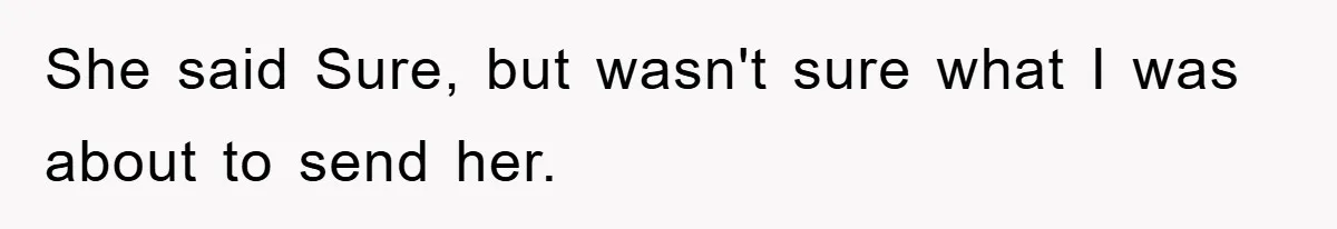 She said Sure, but wasn't sure what I was about to send her.