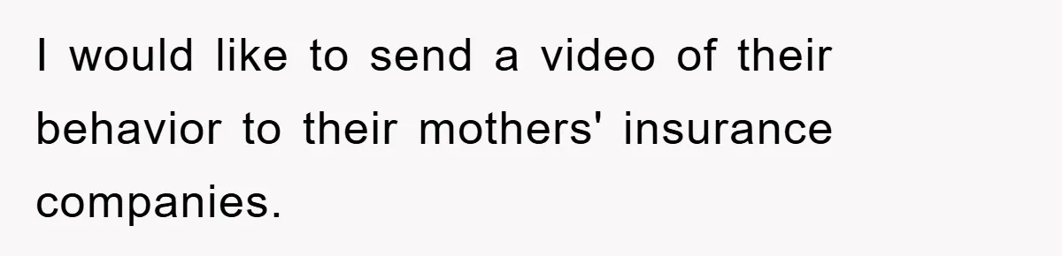 I would like to send a video of their behavior to their mothers' insurance companies.