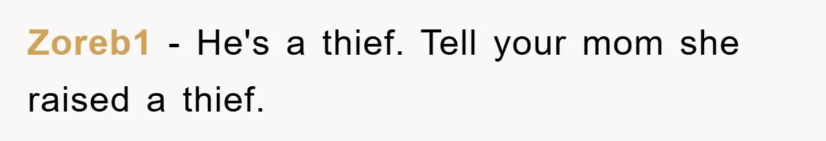 Zoreb1 - He's a thief. Tell your mom she raised a thief.