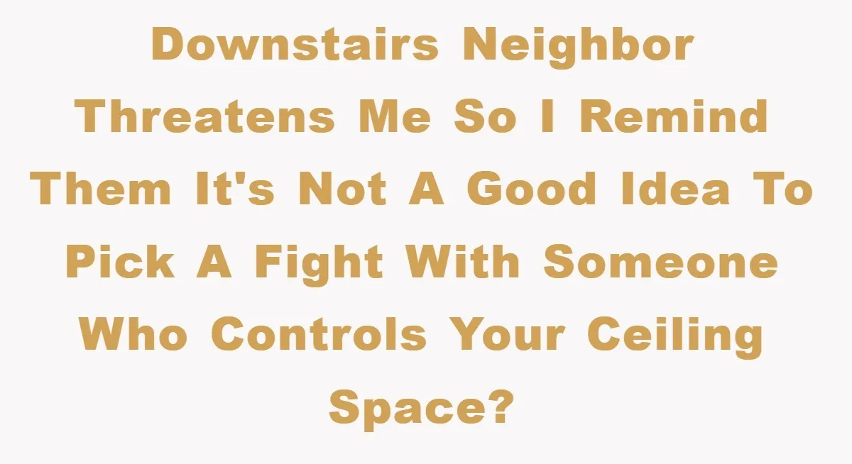 Downstairs neighbor threatens me so I remind them it's not a good idea to pick a fight with someone who controls your ceiling space?