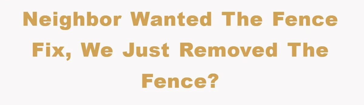 Neighbor wanted the fence fix, we just removed the fence?