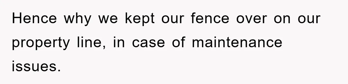 Hence why we kept our fence over on our property line, in case of maintenance issues.