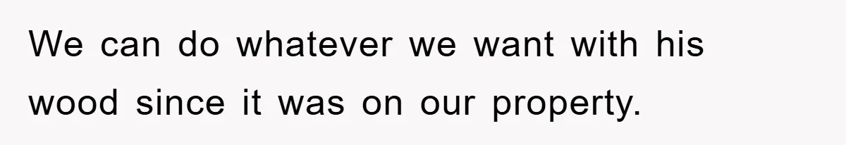 We can do whatever we want with his wood since it was on our property.