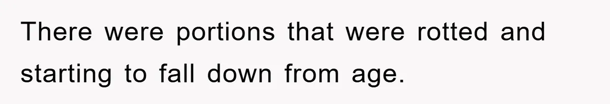 There were portions that were rotted and starting to fall down from age.