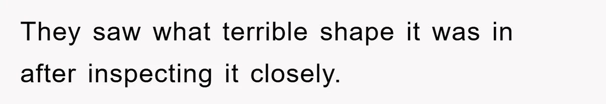 They saw what terrible shape it was in after inspecting it closely.