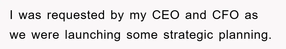 I was requested by my CEO and CFO as we were launching some strategic planning.