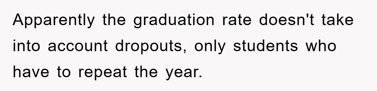 Apparently the graduation rate doesn't take into account dropouts, only students who have to repeat the year.