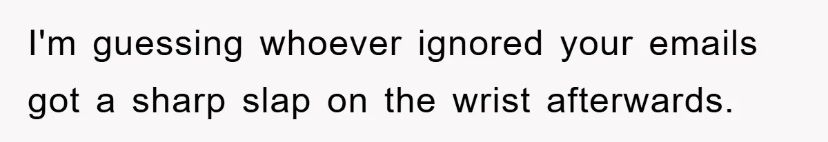 I'm guessing whoever ignored your emails got a sharp slap on the wrist afterwards.