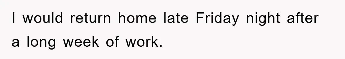 I would return home late Friday night after a long week of work.