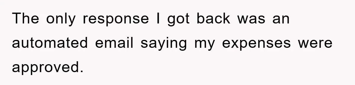 The only response I got back was an automated email saying my expenses were approved.