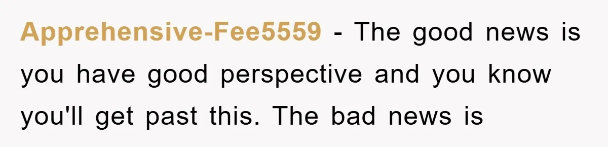 Apprehensive-Fee5559 - The good news is you have good perspective and you know you'll get past this. The bad news is