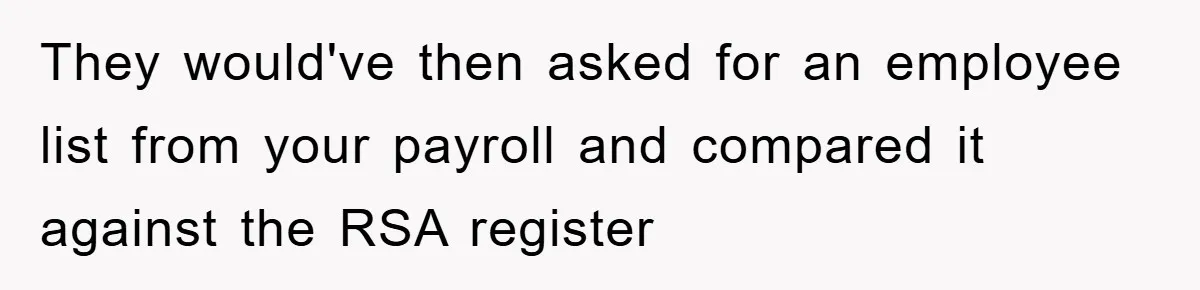 They would've then asked for an employee list from your payroll and compared it against the RSA register