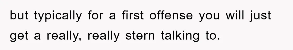 but typically for a first offense you will just get a really, really stern talking to.