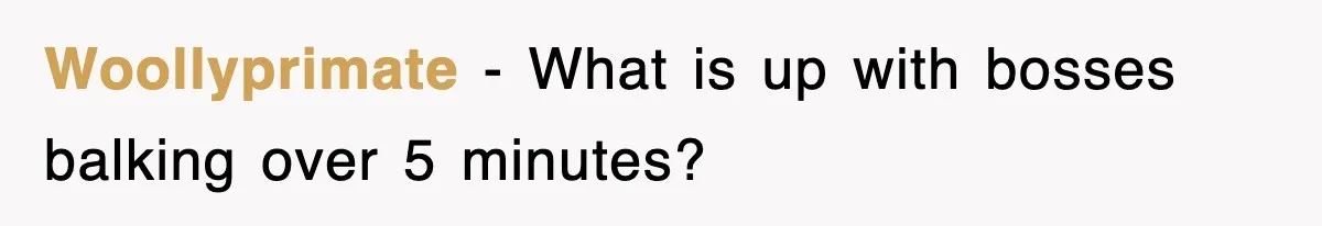 Woollyprimate − What is up with bosses balking over 5 minutes?