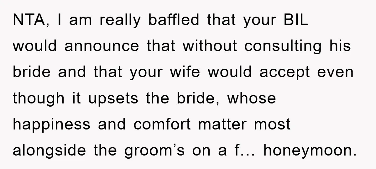 She Wanted A Free Trip To Paris, But Her Husband Refused To Tag Along On Her Brother’s Honeymoon NTA, I am really baffled that your BIL would announce that without consulting his bride and that your wife would accept even though it upsets the bride, whose happiness and...
