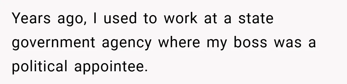 Years ago, I used to work at a state government agency where my boss was a political appointee.
