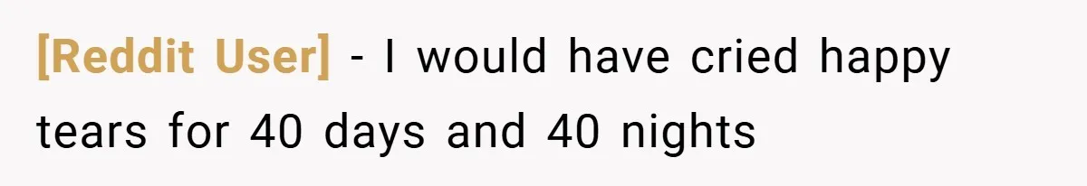 [Reddit User] − I would have cried happy tears for 40 days and 40 nights