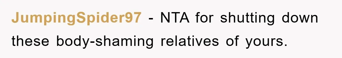 Family Shame His Girlfriend For “Not Wearing A Bra", He Said They Should Mind Their Own Business JumpingSpider97 − NTA for shutting down these body-shaming relatives of yours.