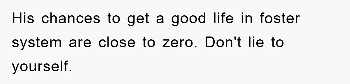 His chances to get a good life in foster system are close to zero. Don't lie to yourself.