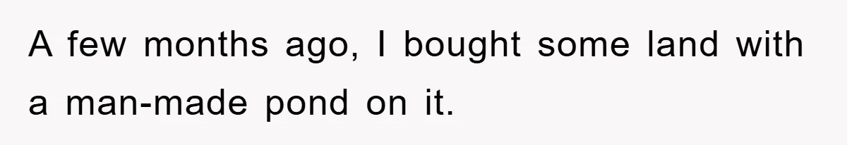 A few months ago, I bought some land with a man-made pond on it.