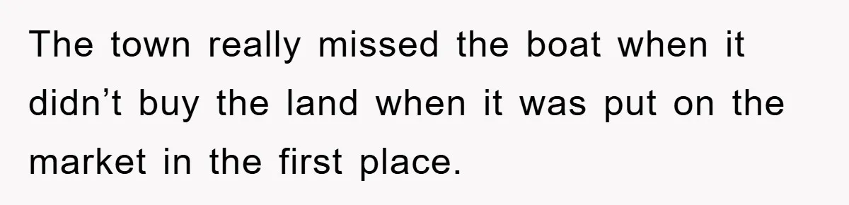 The town really missed the boat when it didn’t buy the land when it was put on the market in the first place.
