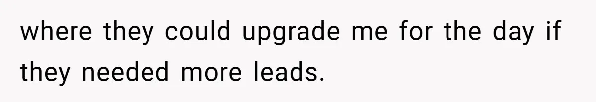 where they could upgrade me for the day if they needed more leads.